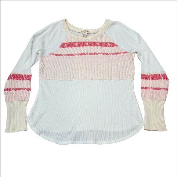 Sundance Tops - Sundance Pink Long Sleeve Thermal Top Knit Cuff Size L